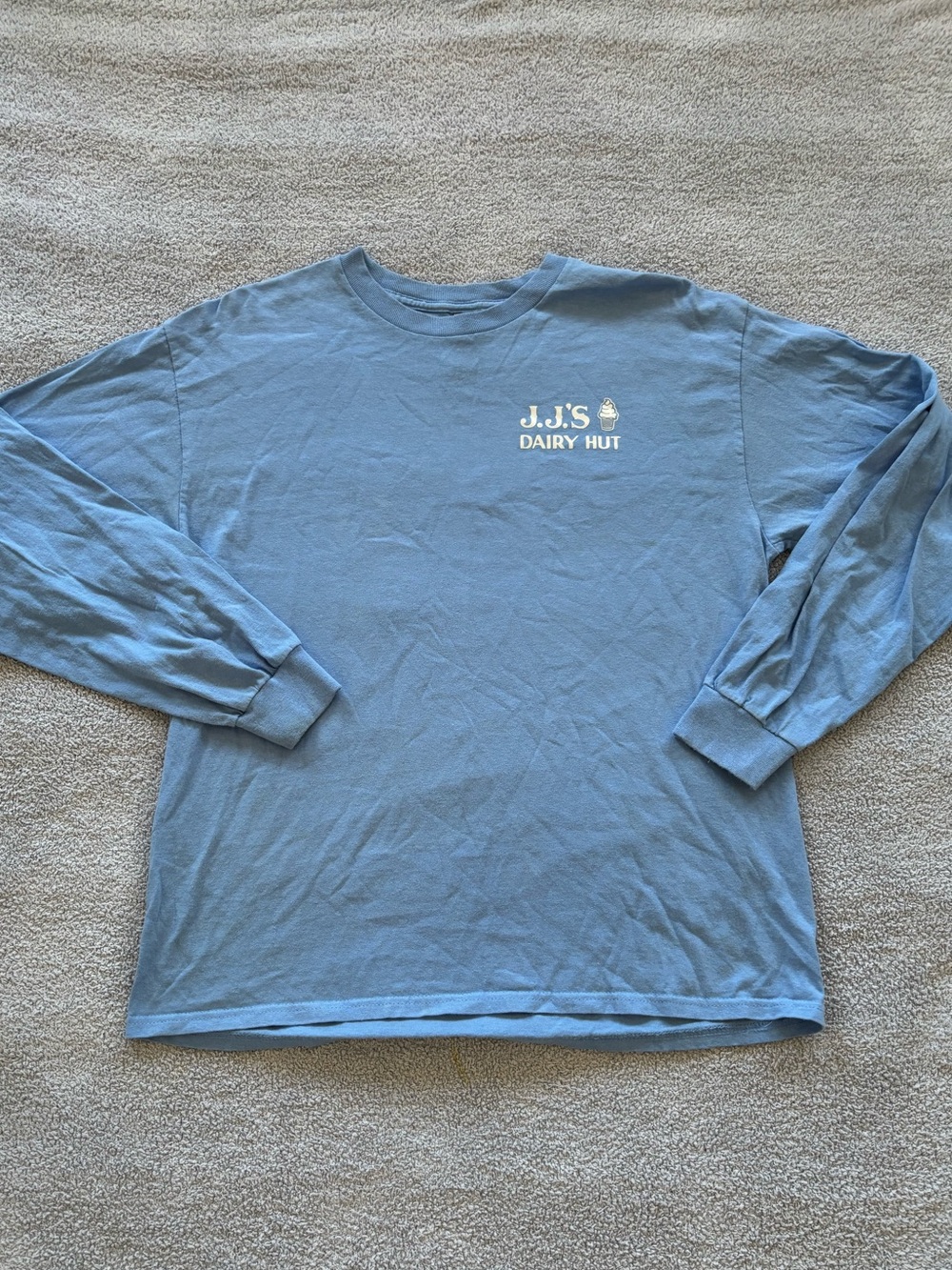 Gildan Light Blue Long Sleeve Tee with J.J.'s Dairy Hut Logo